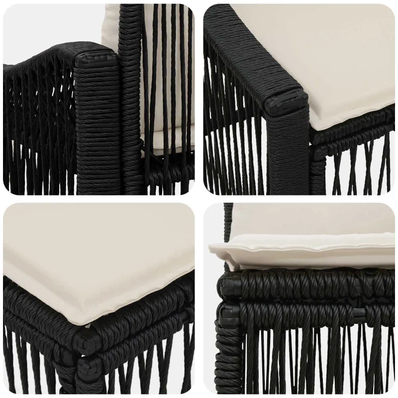 Sodo Sofų Rinkinys 3 pcs Juoda poliratanas