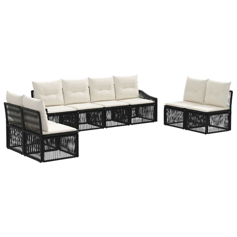 Sodo Sofų Rinkinys 8 pcs Juoda poliratanas