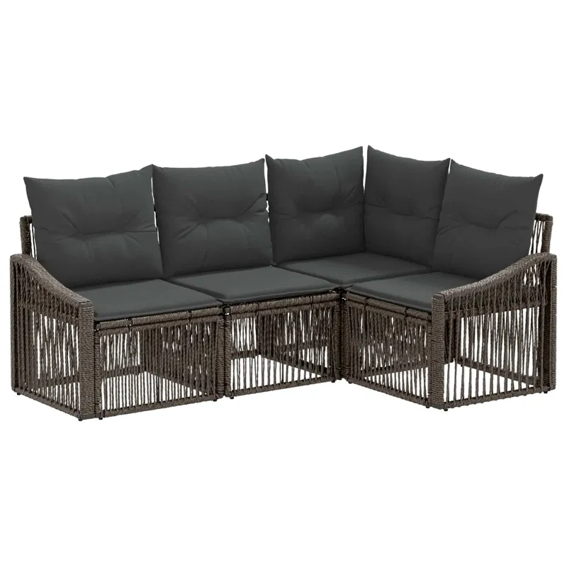 Sodo Sofų Rinkinys 4 pcs Pilka poliratanas