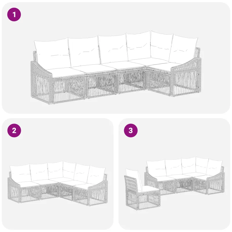 Sodo Sofų Rinkinys 5 pcs Pilka poliratanas