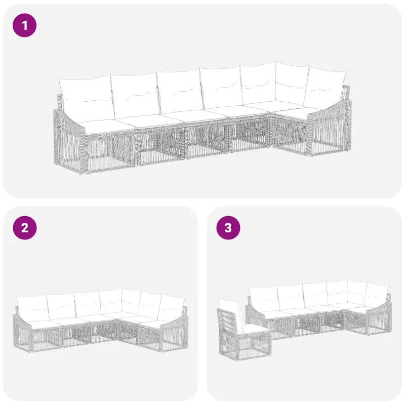Sodo Sofų Rinkinys 6 pcs Pilka poliratanas