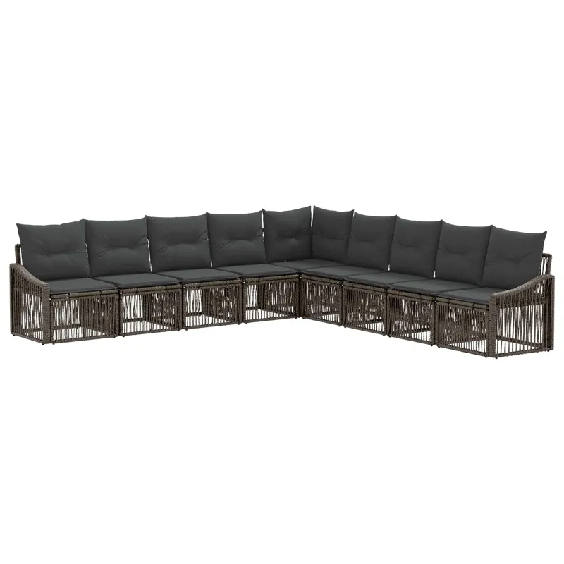 Sodo Sofų Rinkinys 9 pcs Pilka poliratanas