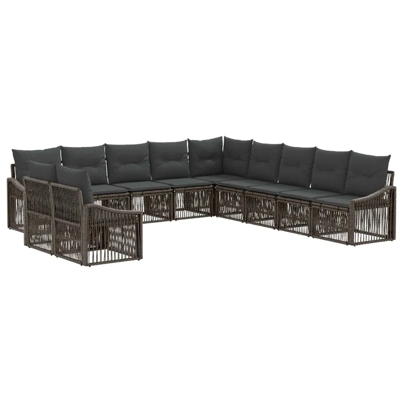Sodo Sofų Rinkinys 11 pcs Pilka poliratanas