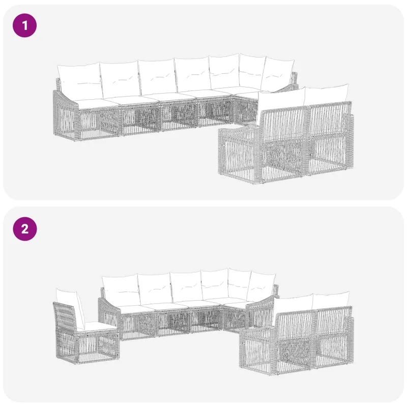Sodo Sofų Rinkinys 8 pcs Pilka poliratanas