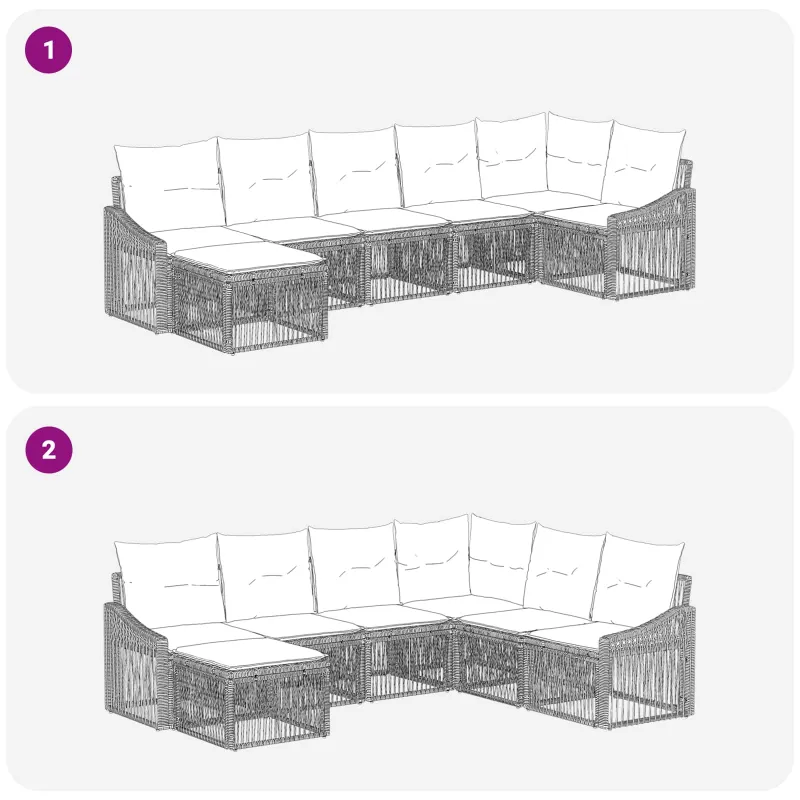 Sodo Sofų Rinkinys 7 pcs Smėlio poliratanas