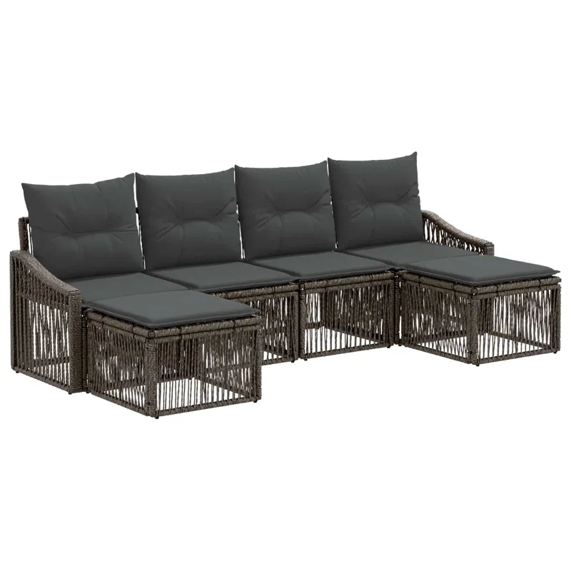 Sodo Sofų Rinkinys 6 pcs Pilka poliratanas
