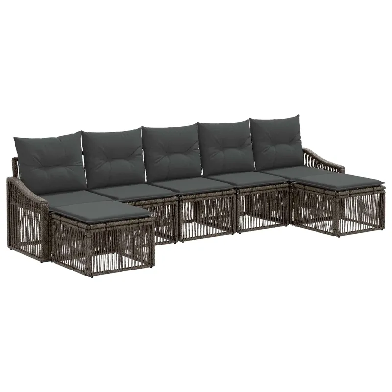 Sodo Sofų Rinkinys 7 pcs Pilka poliratanas