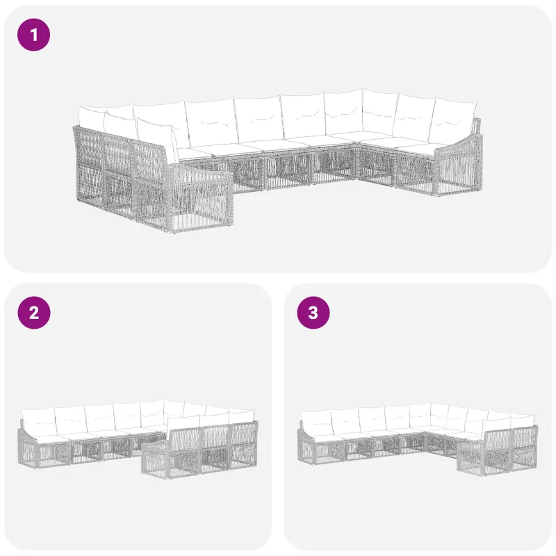 Sodo Sofų Rinkinys 10 pcs Smėlio poliratanas