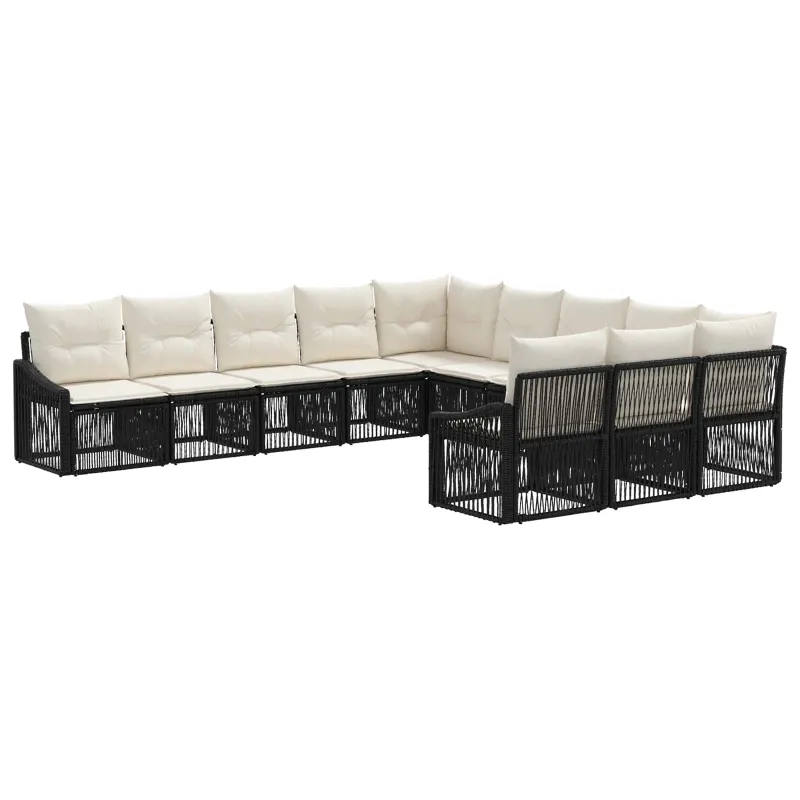 Sodo Sofų Rinkinys 11 pcs Juoda poliratanas