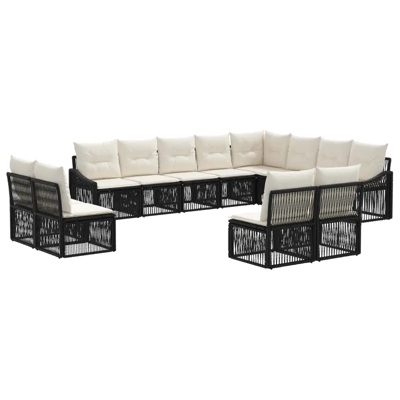 Sodo Sofų Rinkinys 12 pcs Juoda poliratanas