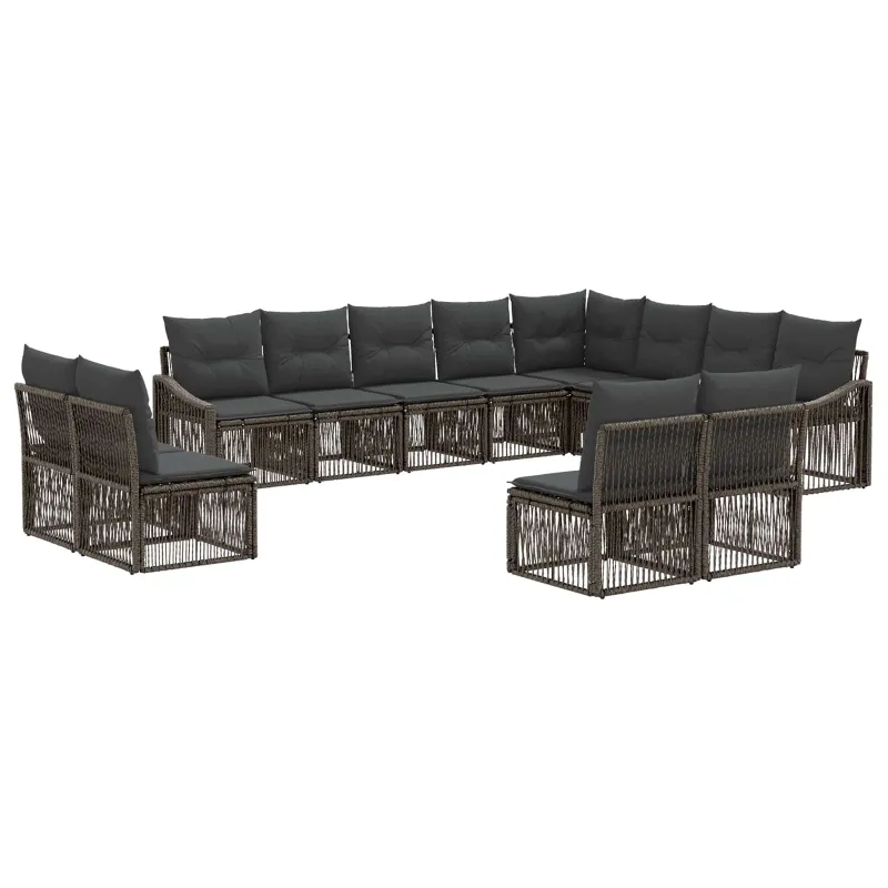Sodo Sofų Rinkinys 12 pcs Pilka poliratanas