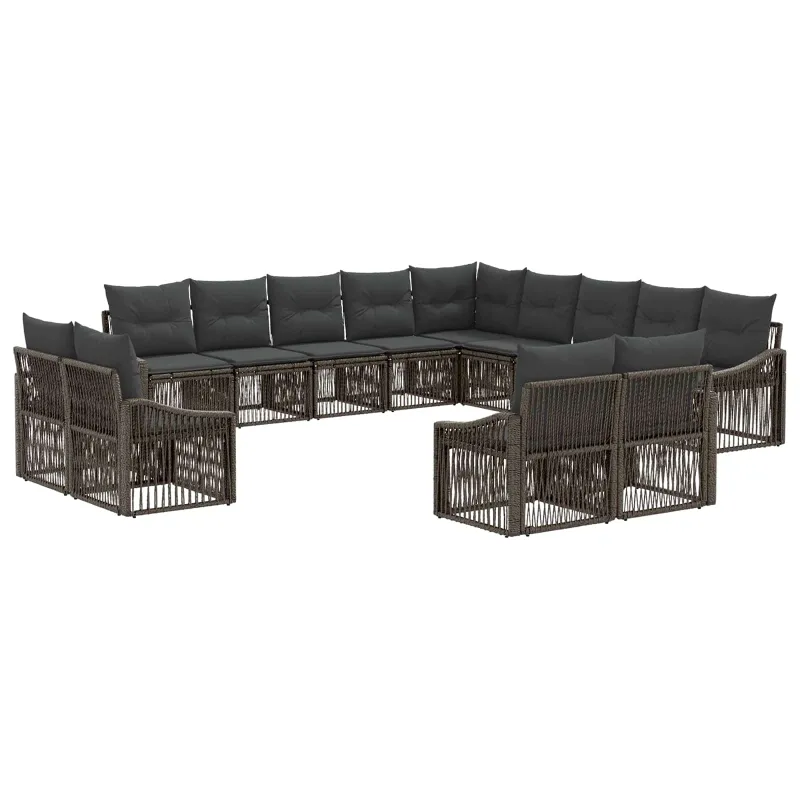 Sodo Sofų Rinkinys 13 pcs Pilka poliratanas