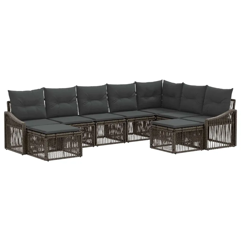Sodo Sofų Rinkinys 9 pcs Pilka poliratanas