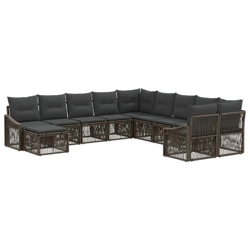 Sodo Sofų Rinkinys 11 pcs Pilka poliratanas