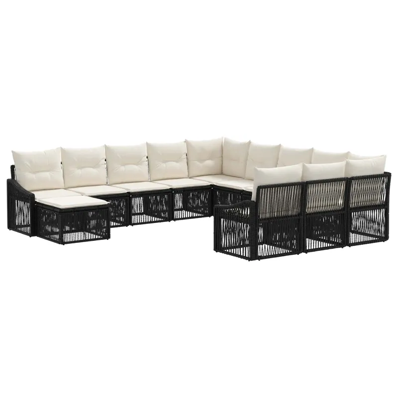 Sodo Sofų Rinkinys 12 pcs Juoda poliratanas