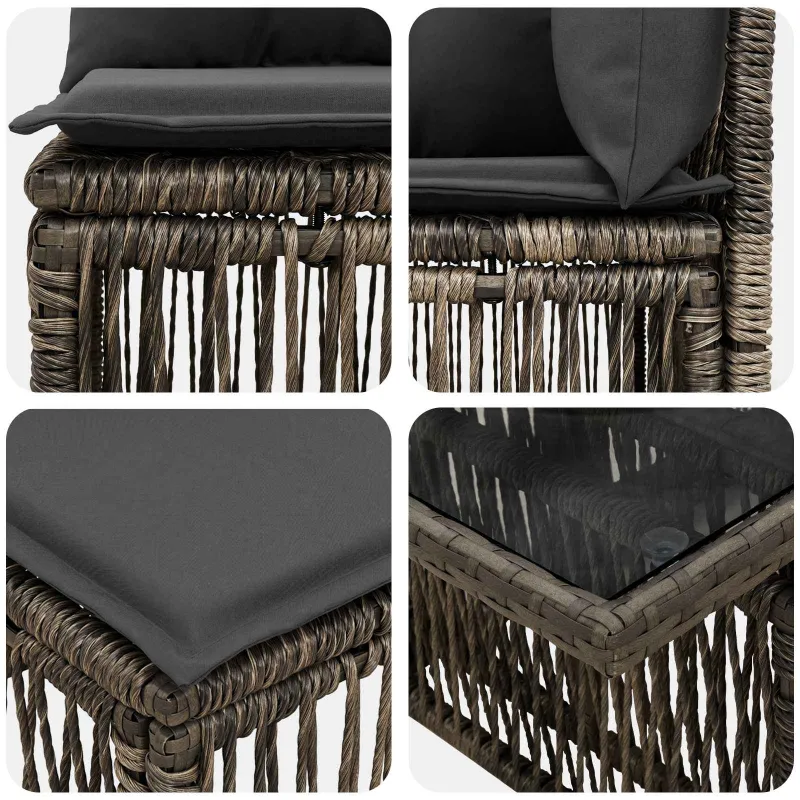 Sodo Sofų Rinkinys 13 pcs Pilka poliratanas