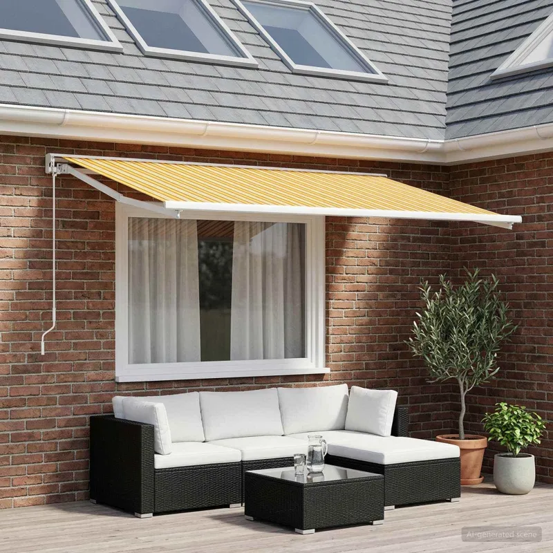 Markizės pakaitinis audinys Oranžinis ir Juodas 350 x 200 cm