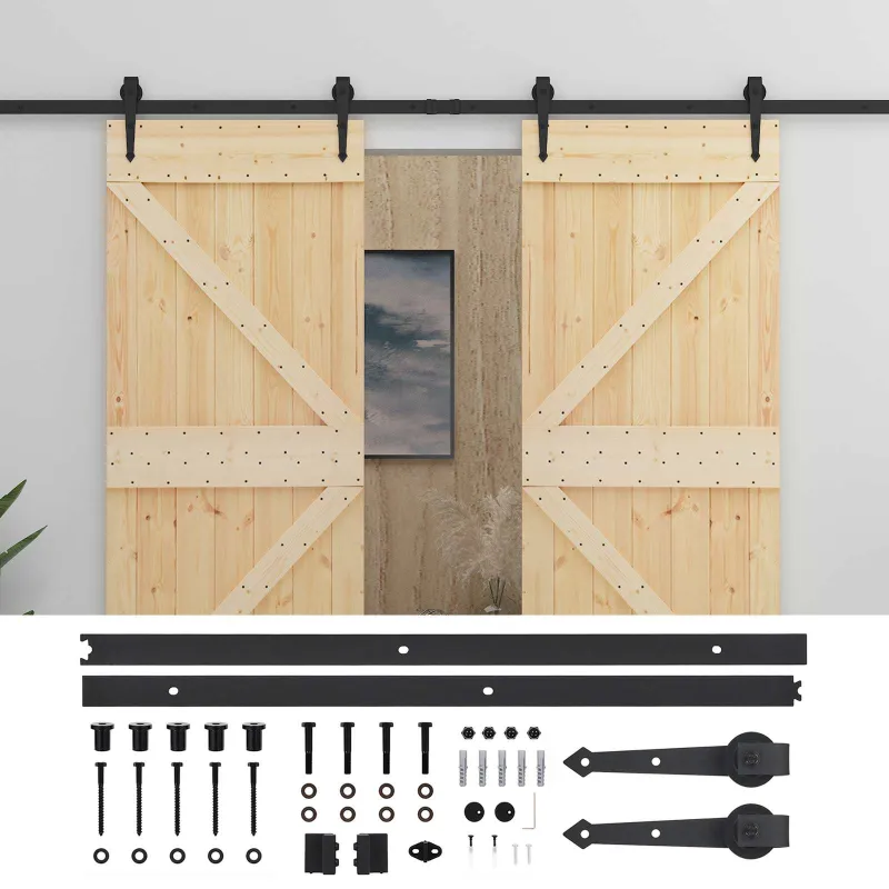 Slankios durys 2 pcs Natūrali ir juoda Pušies medienos masyvas