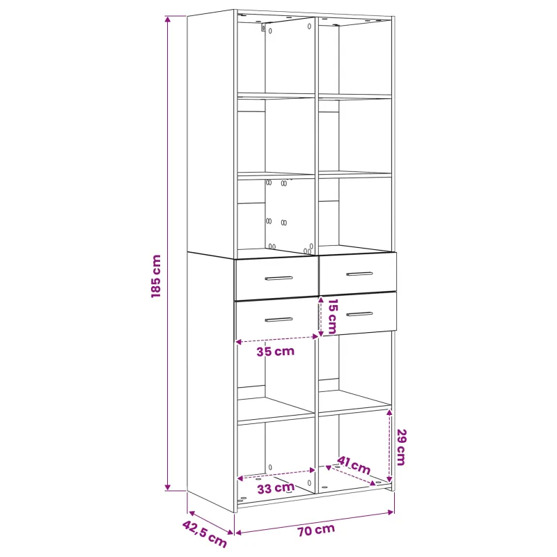 Knygų lentyna Artisano ąžuolo 30 x 42.4 x 185.2 cm