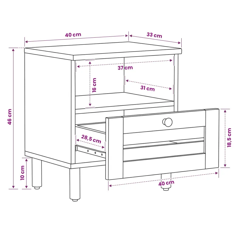 Naktinis staliukas 2 pcs Ruda 40 x 33 x 46 cm