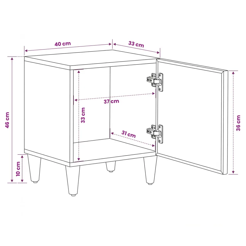 Naktinis staliukas 2 pcs Ruda 40 x 33,5 x 46 cm