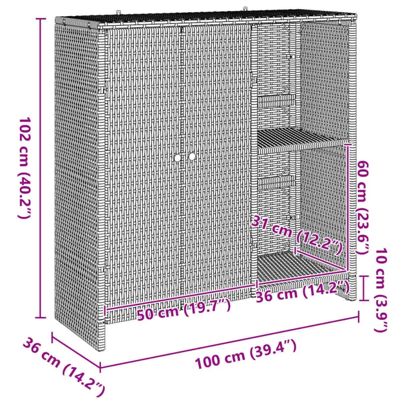 Oppbevaringsskap su lentyna Ruda 100 x 36 x 102 cm Ratanas