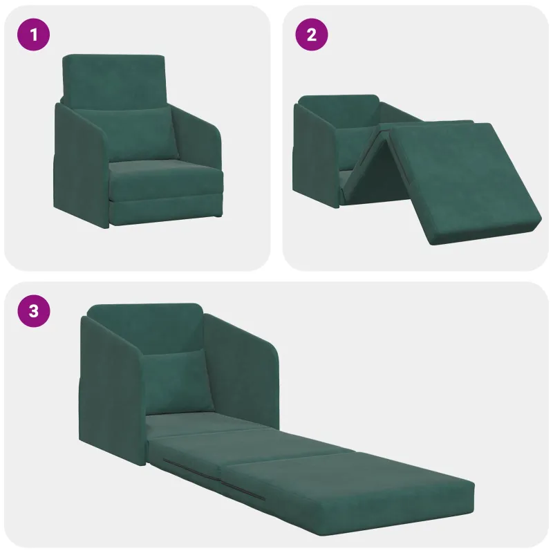 Sofa lova Tamsiai žalia 65 x 80 x 83 cm Aksomas
