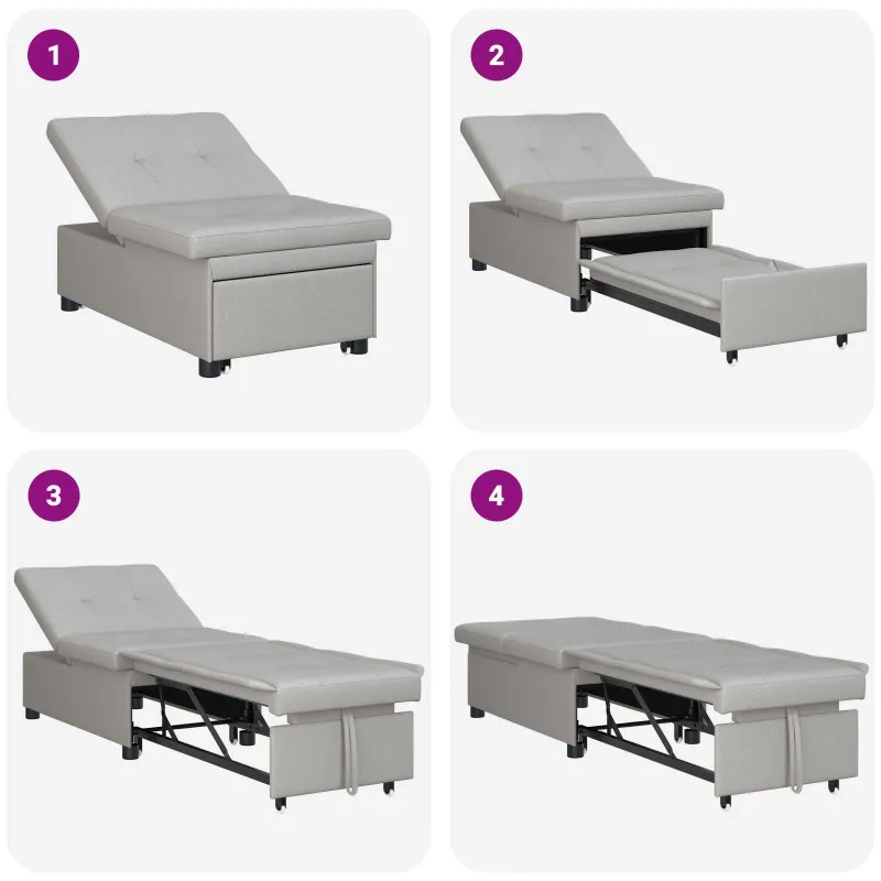 Ištraukiama sofa-lova Pilka 194 x 50 x 82 cm audinys
