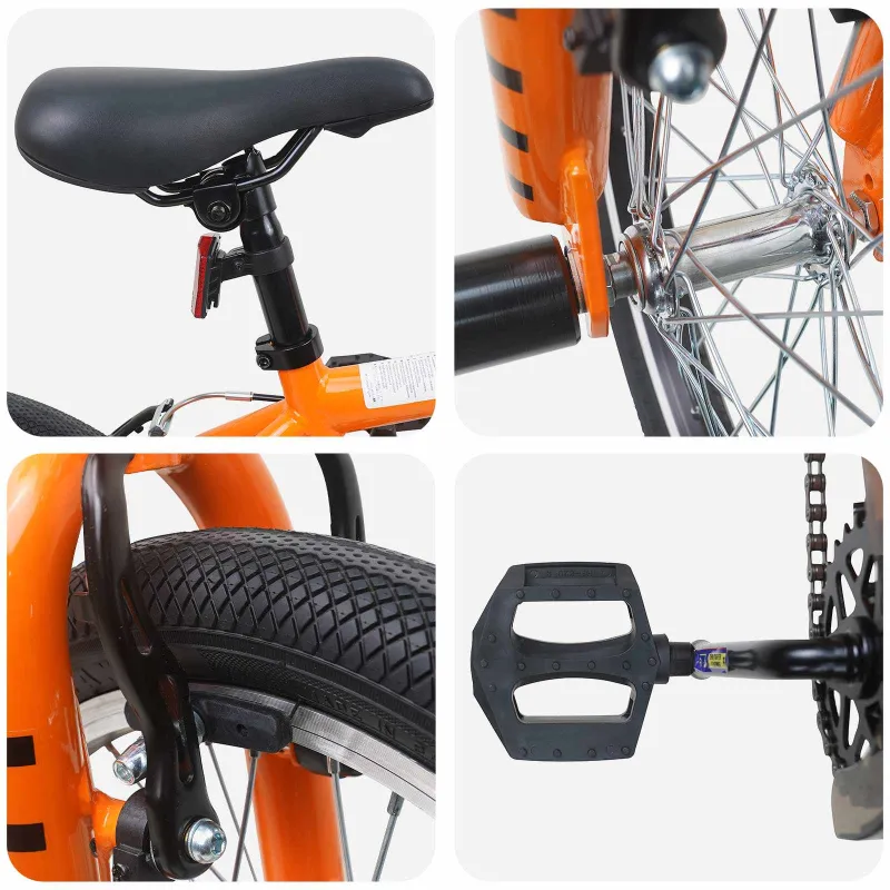BMX Dviratis 16 Colių 5-8 metų amžiaus Oranžinė