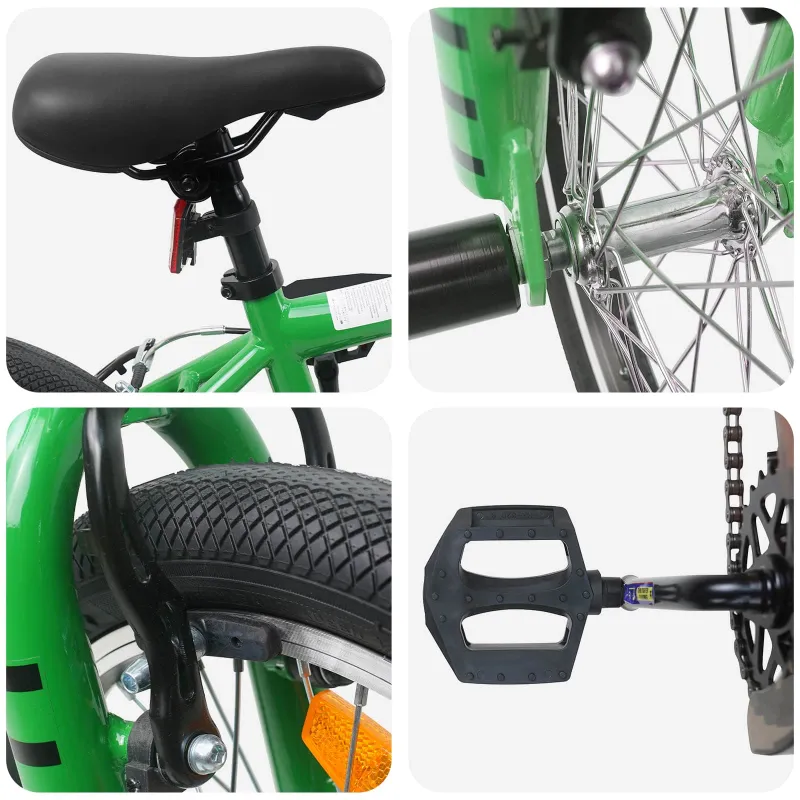 BMX Dviratis 16 Colių 5-8 metų amžiaus Žalia