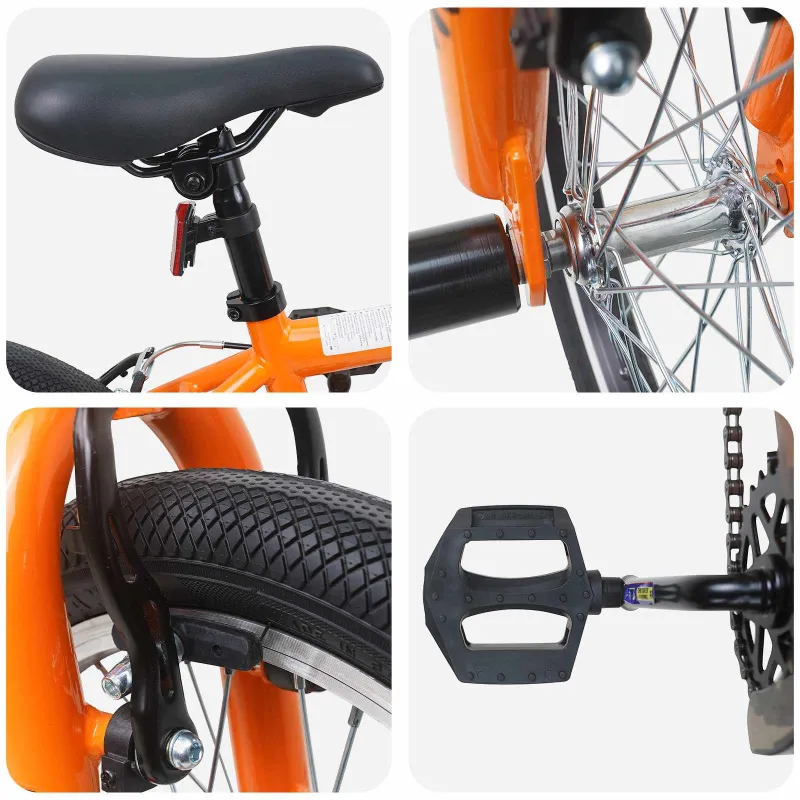 BMX Dviratis 16 Colių 5-8 metų amžiaus Oranžinė
