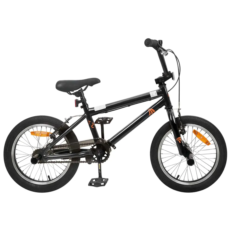 BMX Dviratis 16 Colių 5-8 metų amžiaus Juoda