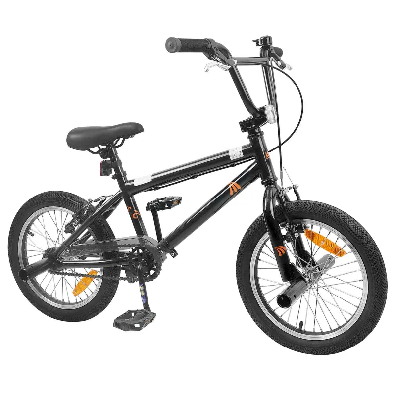 BMX Dviratis 16 Colių 5-8 metų amžiaus Juoda
