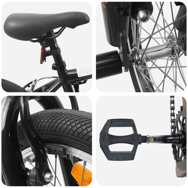 BMX Dviratis 20 Colių 9 metų amžiaus Juoda