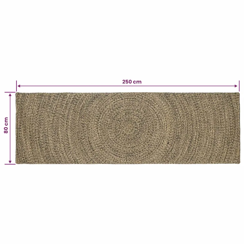 Zoninės kiliminės dangos Natūrali ir juoda 80 x 250 cm Džiutas