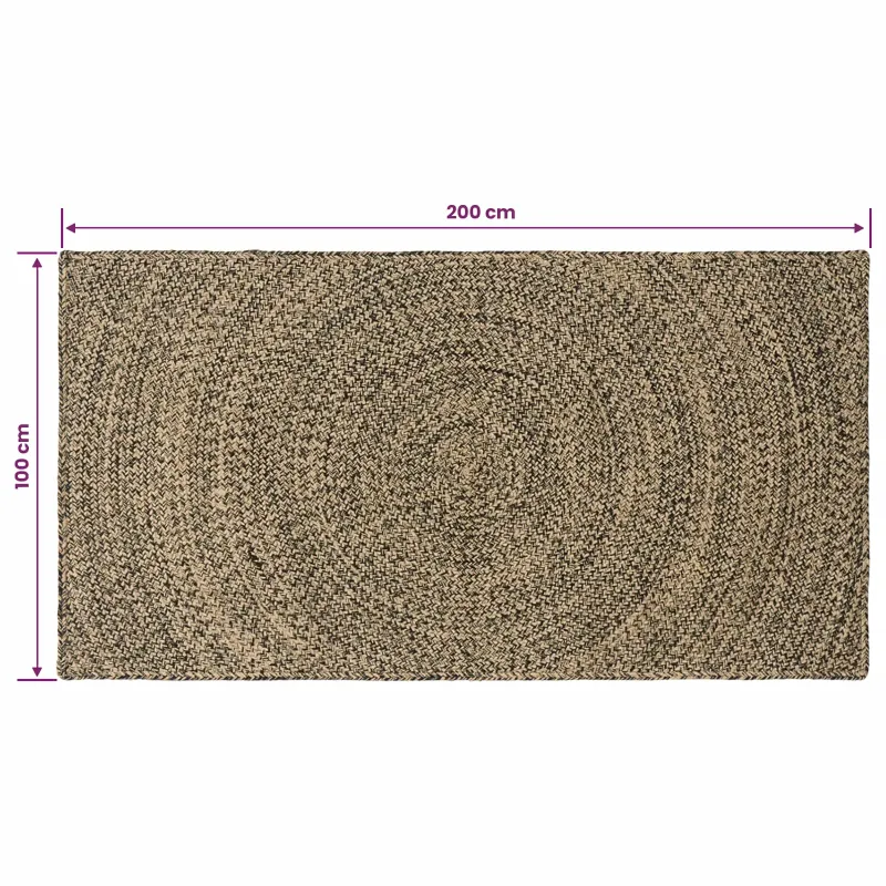 Zoninės kiliminės dangos Natūrali ir juoda 100 x 200 cm Džiutas