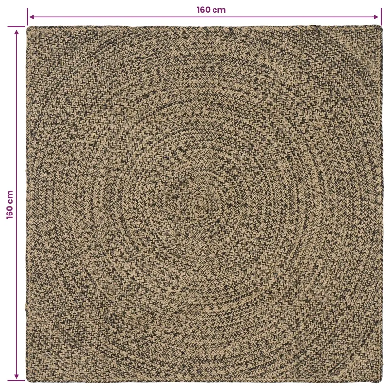 Zoninės kiliminės dangos Natūrali ir juoda 160 x 160 cm Džiutas