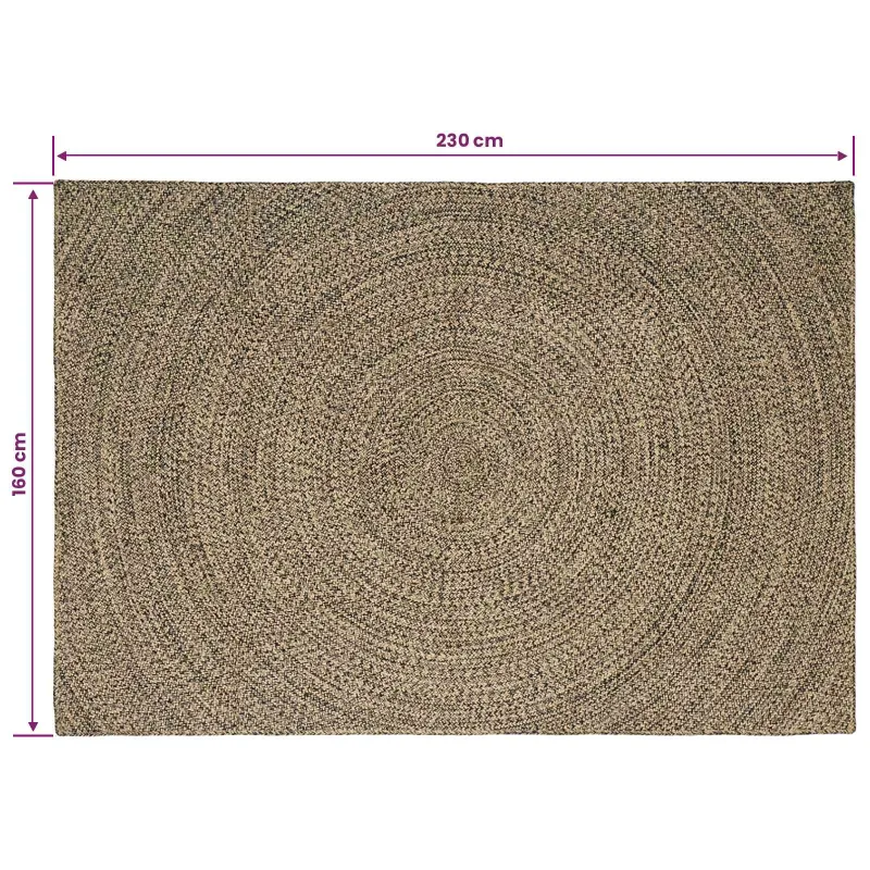Zoninės kiliminės dangos Natūrali ir juoda 160 x 230 cm Džiutas