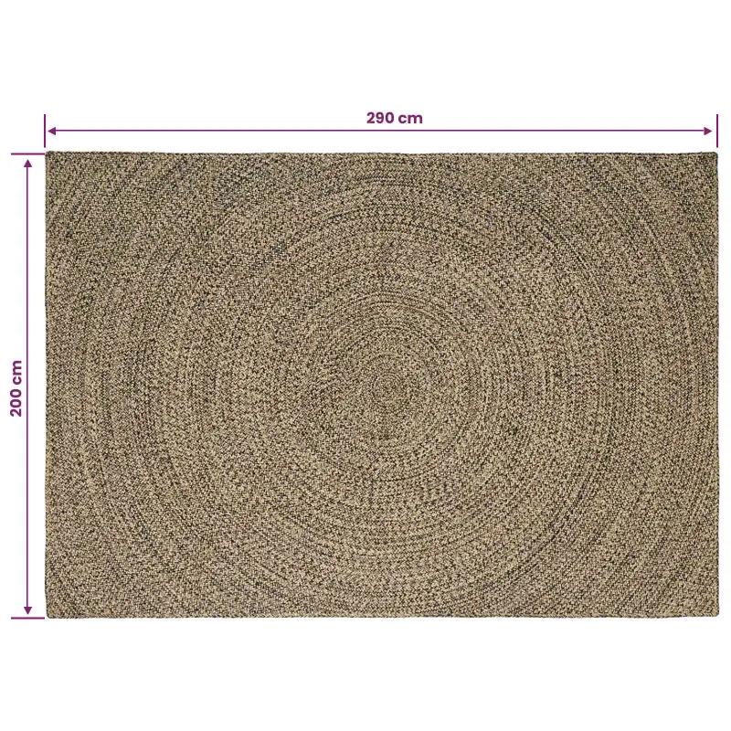 Zoninės kiliminės dangos Natūrali ir juoda 200 x 290 cm Džiutas