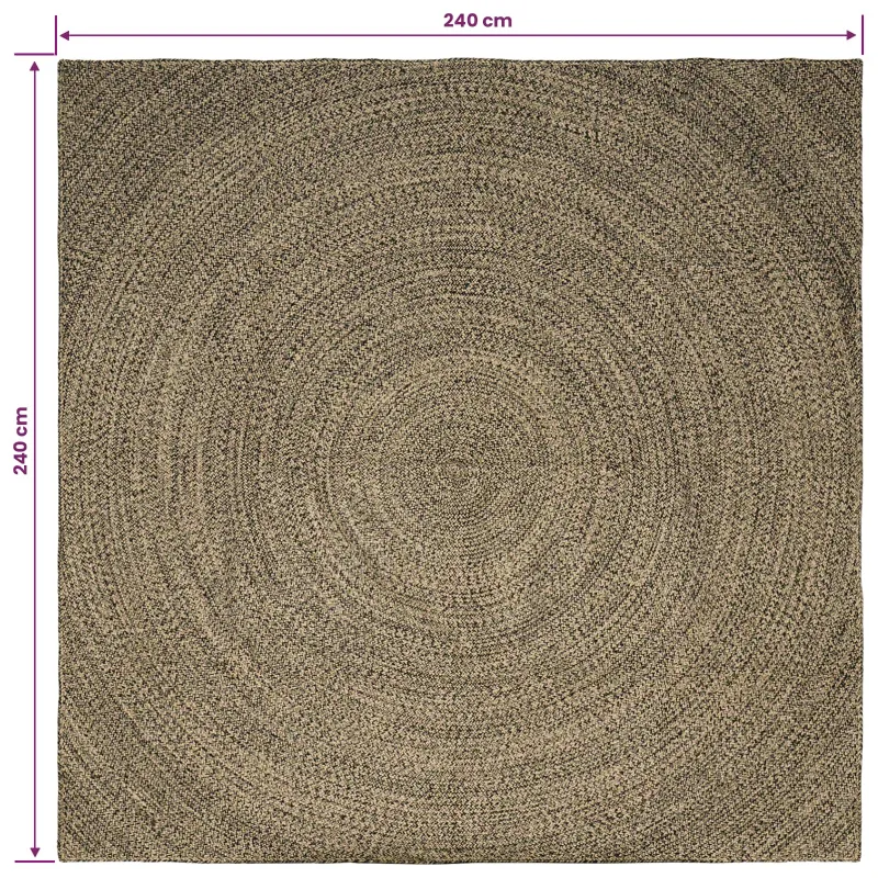 Zoninės kiliminės dangos Natūrali ir juoda 240 x 240 cm Džiutas