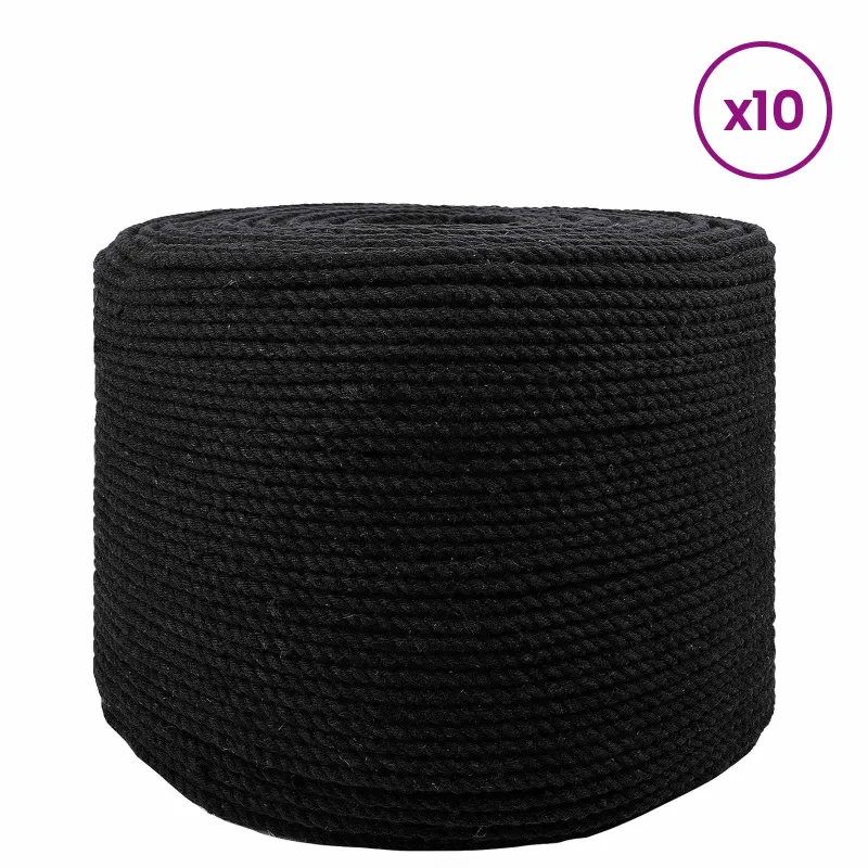 Virvė 10 pcs Juoda Medvilnė