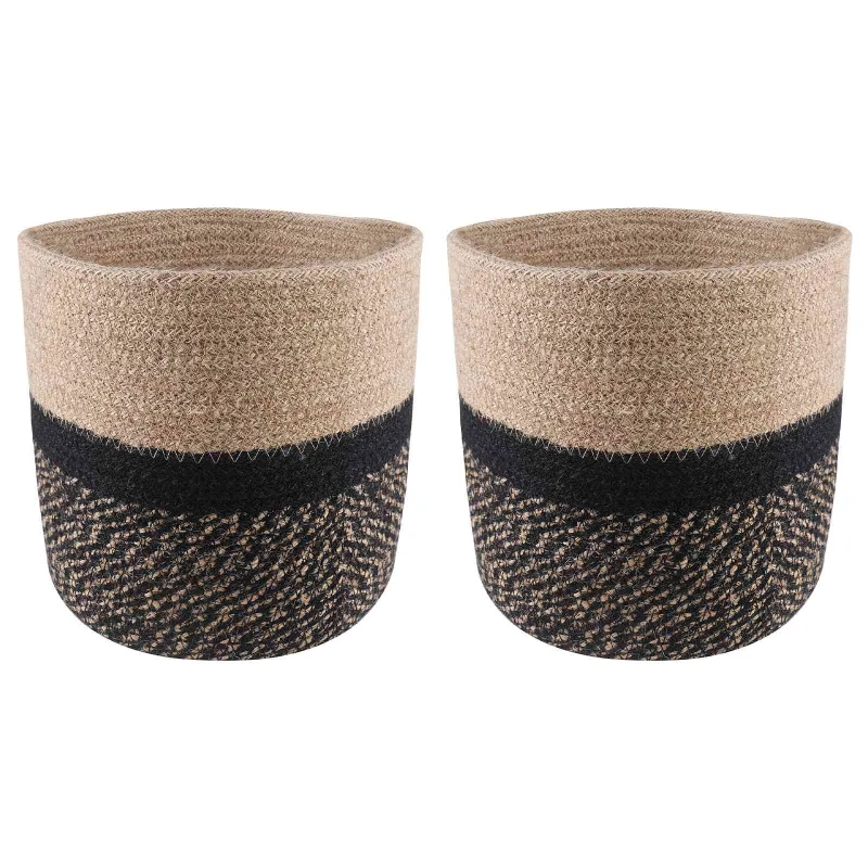 Vazonų rinkinys 2 pcs Natūrali ir juoda Ø 21 x 21 cm