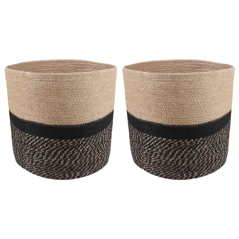 Vazonų rinkinys 2 pcs Natūrali ir juoda Ø 28 x 28 cm