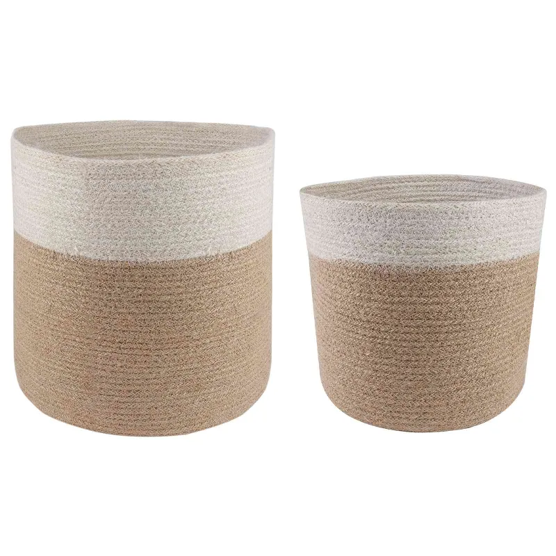 Vazonų rinkinys 2 pcs Natūrali ir Balta Ø 28 x 28 cm