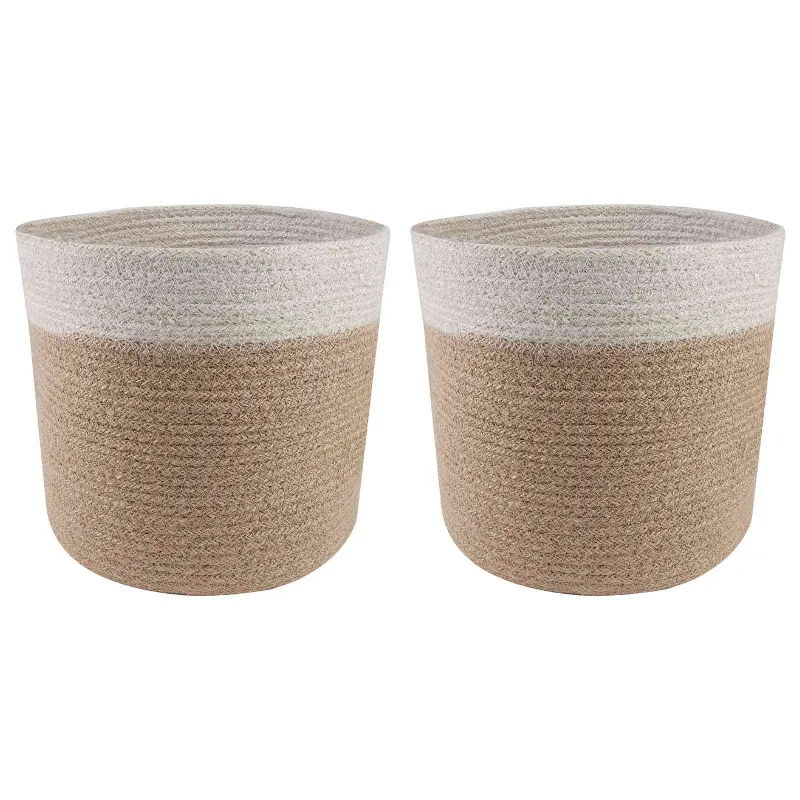 Vazonų rinkinys 2 pcs Natūrali ir Balta Ø 21 x 21 cm