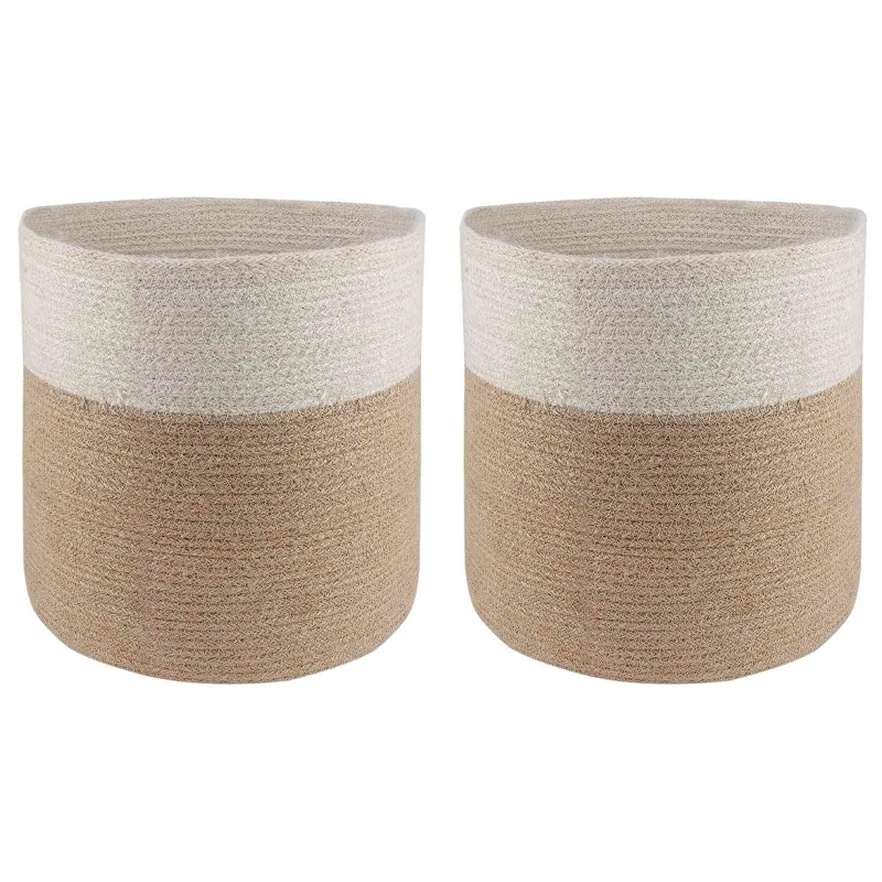 Vazonų rinkinys 2 pcs Natūrali ir Balta Ø 28 x 28 cm