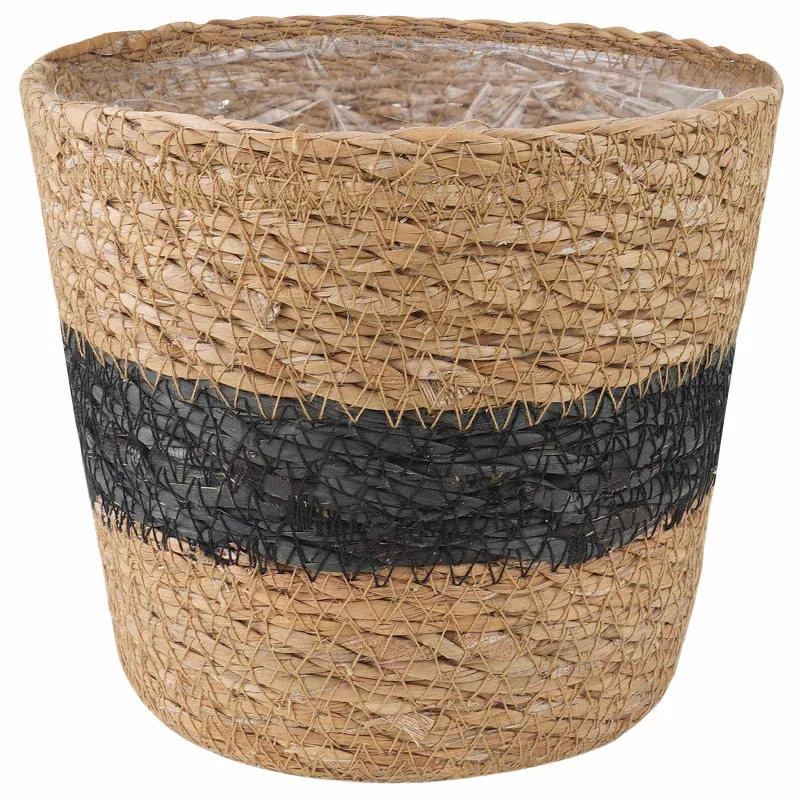 Jūros žolės augalų krepšiai 3 pcs Natūrali ir juoda Ø26 x 19 cm