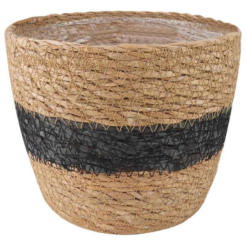 Jūros žolės augalų krepšiai 3 pcs Natūrali ir juoda Ø26 x 19 cm
