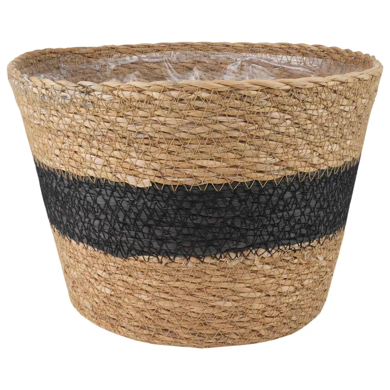 Jūros žolės augalų krepšiai 3 pcs Natūrali ir juoda Ø26 x 19 cm