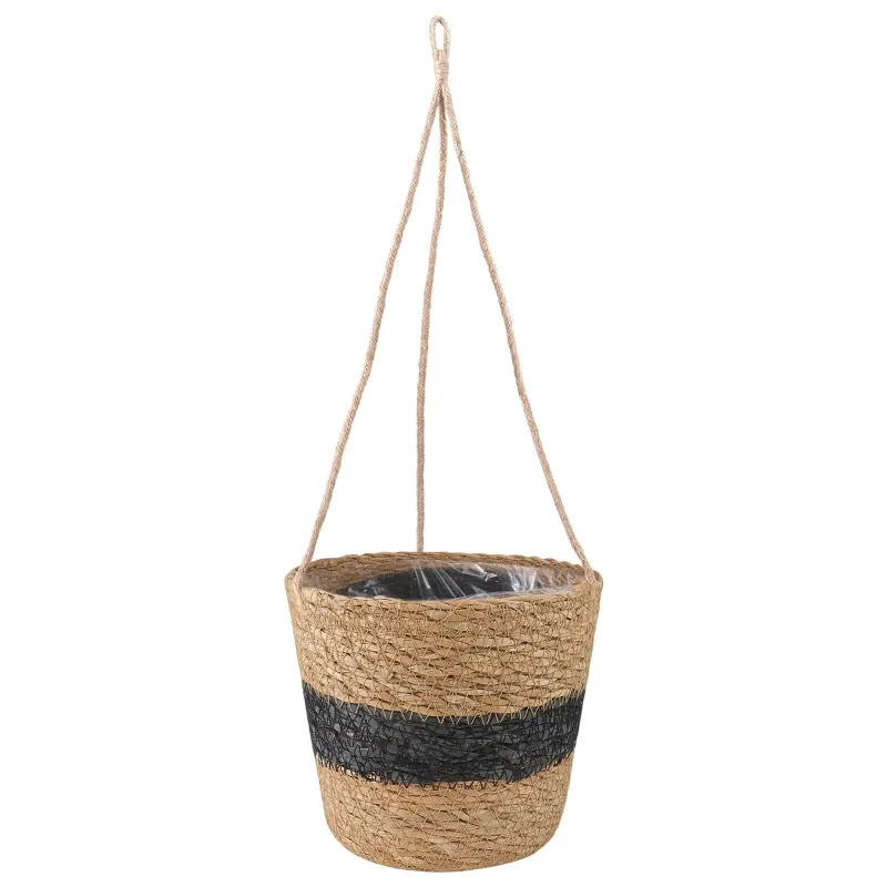 Jūros žolės augalų krepšiai 3 pcs Natūrali ir juoda Ø26 x 19 cm